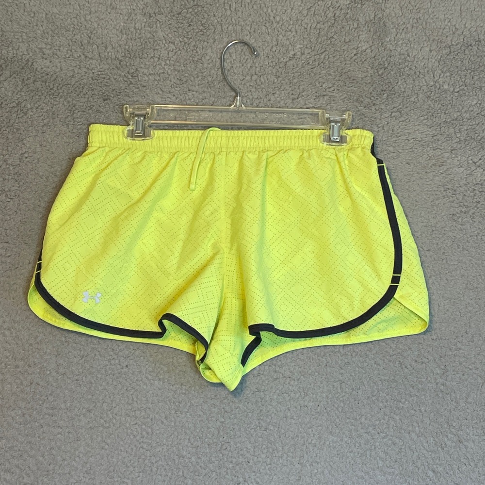 Under Armour Fly By 2.0 Athletic Running Shorts Neon Yellow Small Black Trim